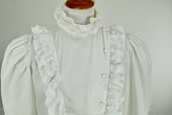1960/70s White Ruffled GRANNY Blouse by MISS FAS