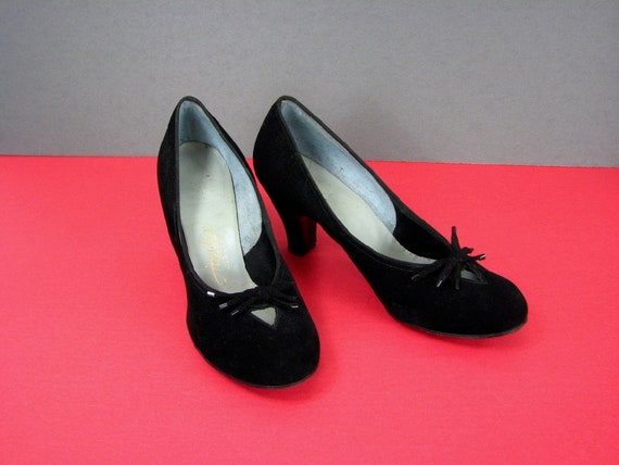 1950s Black Suede  Heels  by Air Step .........  … - image 6