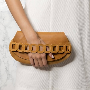 Leather Clutch, Brown Clutch, Evening Clutch Bag, Clutch with Handle, Boho Clutch, Gift for Her, IRO Made to Order