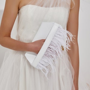 Bridal Clutch, Wedding Clutch Bag, Clutch for Bride, White Leather Clutch, Bridal Small Bag, DOMNA, Made to Order