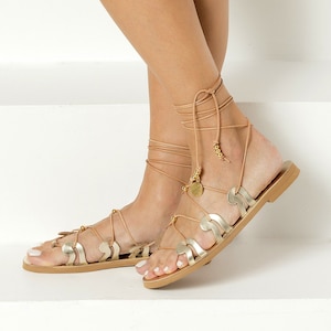 Gold Leather Sandals Women, Gladiator Sandals Women, Ancient Greek Sandals, Flat  Boho Sandals, Dressy Sandals Flat, &quot;Danae&quot; Made to Order