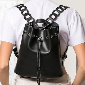 Women&#39;s Backpack, Leather Backpack, Black Backpack Women, Small Backpack, Everyday Backpack, in two sizes. Thetis design, Made to Order