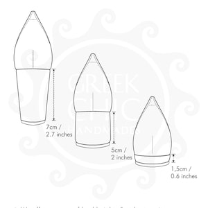 May include: Diagram showing three different heel heights for sandals: 2.7 inches, 2 inches, and 0.6 inches.  The text "HEELS HEIGHT" is at the top of the image.