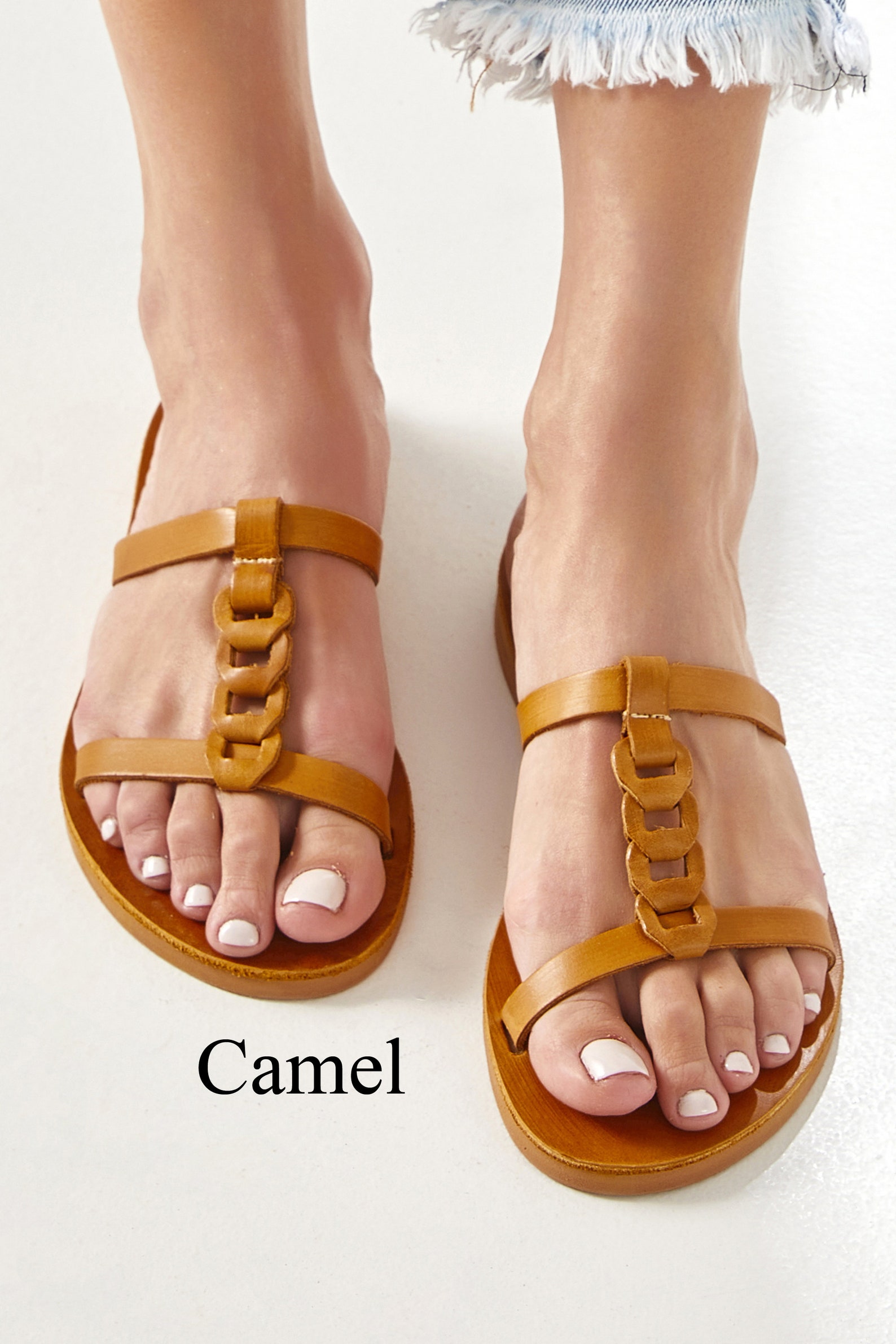 Leather Sandals Women White Flat Sandals Slide Sandals Etsy