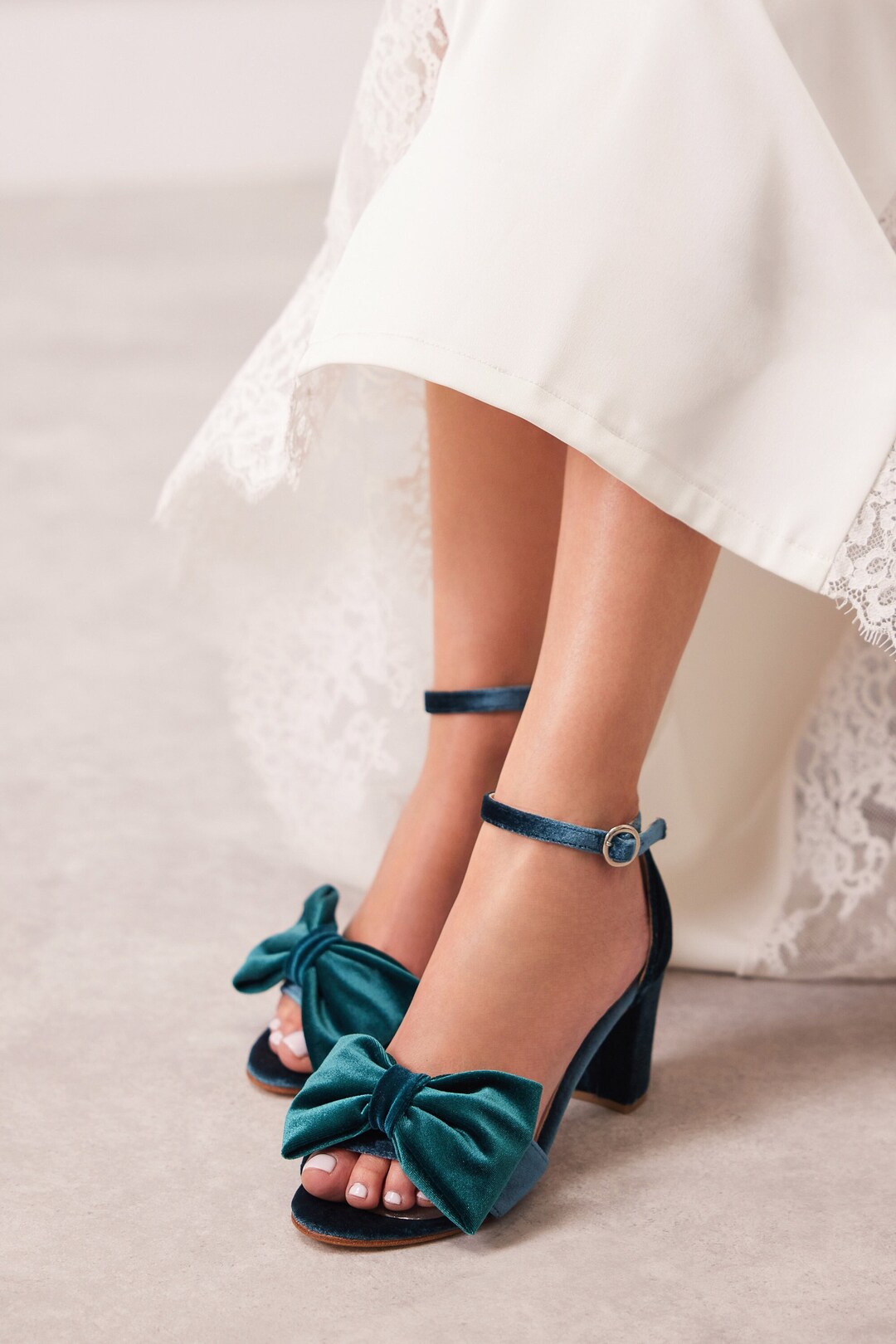 Sabah Green Velvet Customised Bridal Heels for Weddings main image 1