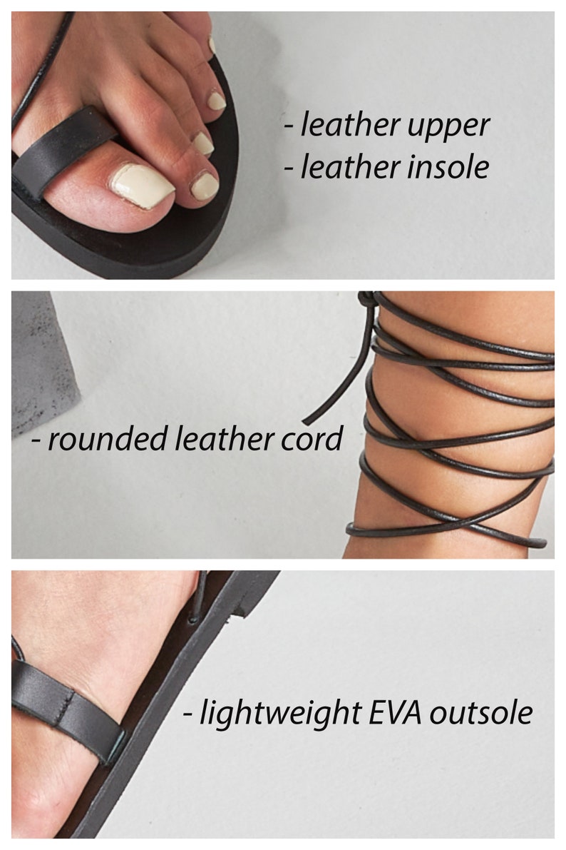 Leather Sandals Women, Greek Sandals, Black Sandals, Gladiator Sandals, Lace Up Sandals, 'Anastasia Made to Order image 3