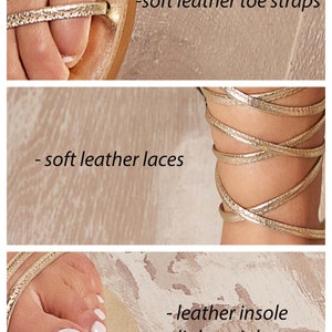 Gold Leather Sandals, Flat Sandals Gold, Strappy Sandals, Gladiator Sandals, Gold Sandals Flat, Open Toe Sandals, Pelagia Made to Order image 3