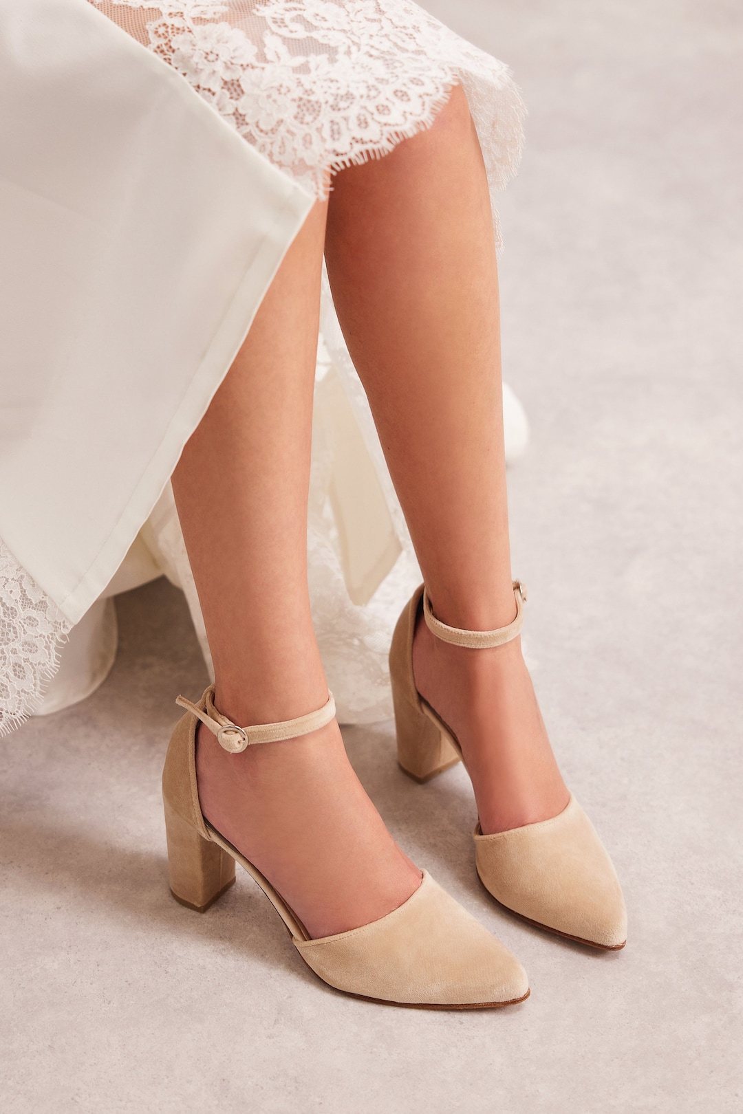 Ivory Wedding Shoes Heels for Bride Velvet Bridal Shoes Etsy