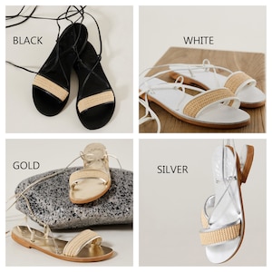 straw lace up sandals