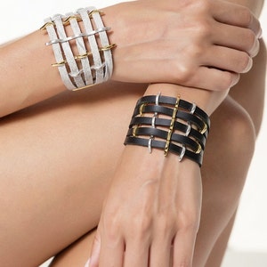 Women Leather Cuff with Embellishments