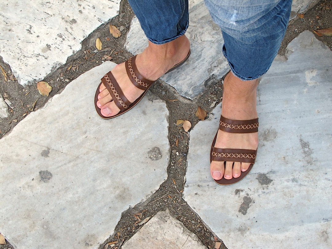 Men's Leather Sandals Greek Leather Sandals Brown - Etsy