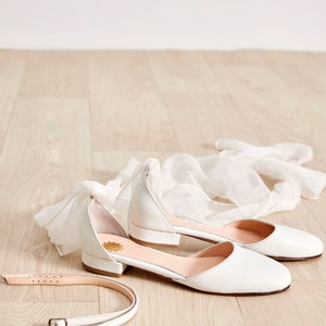 Flat Shoes for Bride, White Wedding Shoes, Wedding Flats, Leather Bridal Shoes, Bridal Ballerinas, Philippa design, Custom Made image 7