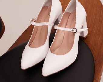 Scarpe Mary Jane Donna Con Tacco Basso 5cm - Pelle Lucida, Cinturino Reggicaviglia, Eleganti E Comode - Foto 14