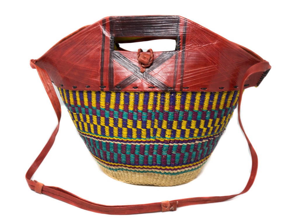 Made Bolga Basket Bag Exclusive/ Ghana Leather - Etsy