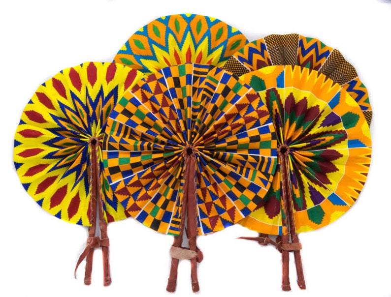 Random Ankara fabric fans/ African fabric fan/ Fabric fan/ Etsy
