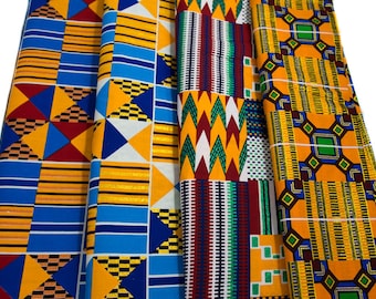 WP1807 - Quality African Metallic Glitter bundle Ankara print fabric by the yard Tess World Designs | 4 pieces of 2 yards