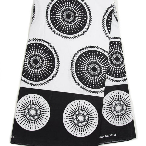 WP1796 - African Print Fabric, Black and White/ Ankara Tess World Designs,