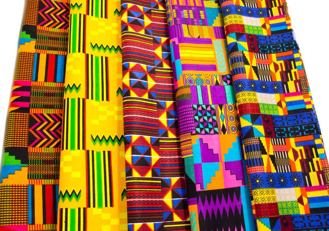 African Kente Print Fabric, Accessories African Bookstore