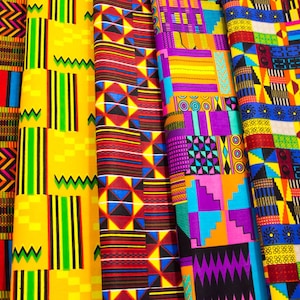 One Yard Bundle/ Kente African Print Fabric/ Wax Print/ Ankara fabric yard/  5 pieces -WP1639B