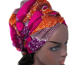 HT347-R - African fabric Head wraps/ Turban Headwrap / Ankara Head Wrap