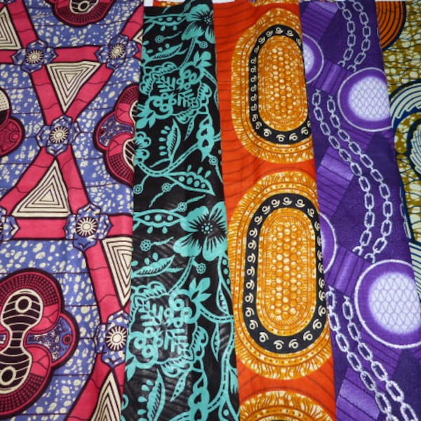 Sale- African fabric Wax print Bundle,  5 Fat Quarters WB054