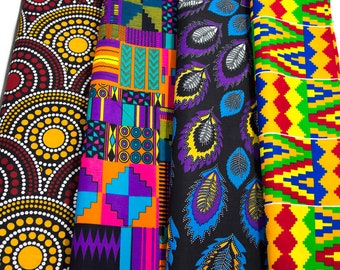 WP1800 - African fabric Bundle Yard Ankara Fabric 4 pieces of 2 Yards - Details in Descriptions