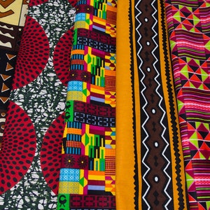 African Print Fabric/ One Yard Bundle/ Wax Print/ Ankara fabric yard/ 5 pieces -WP1669