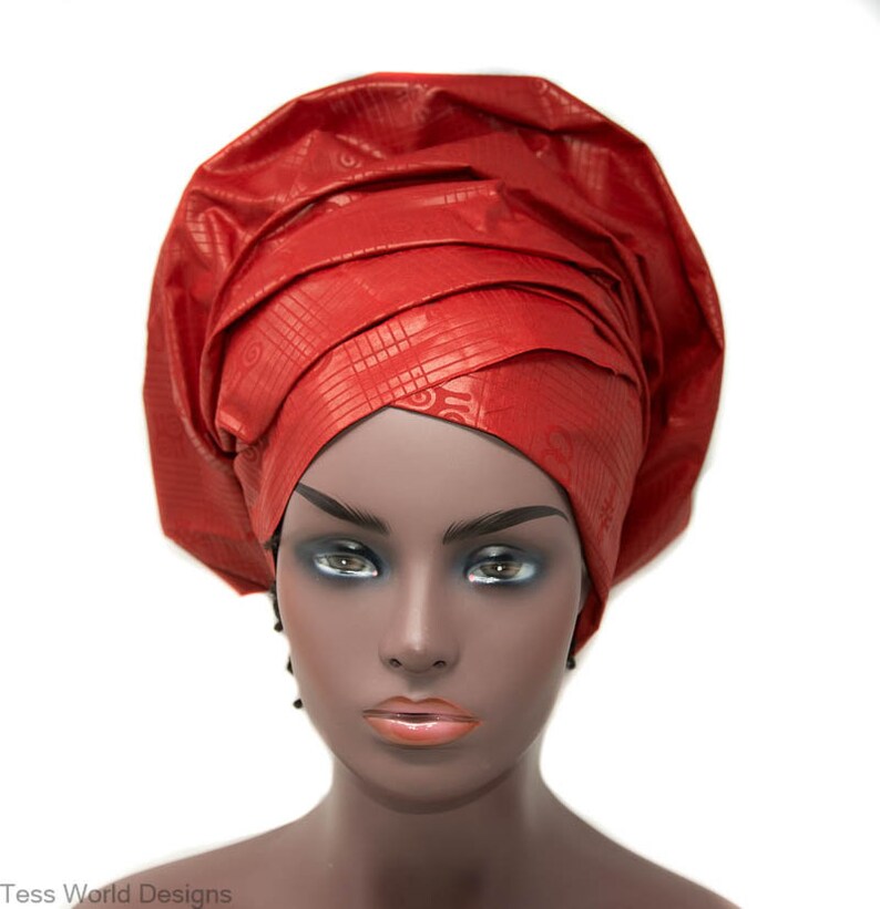 Red Adinkra Head Wrap/ Gift Ideas/ Ghana Fabric Head Wrap/ Etsy