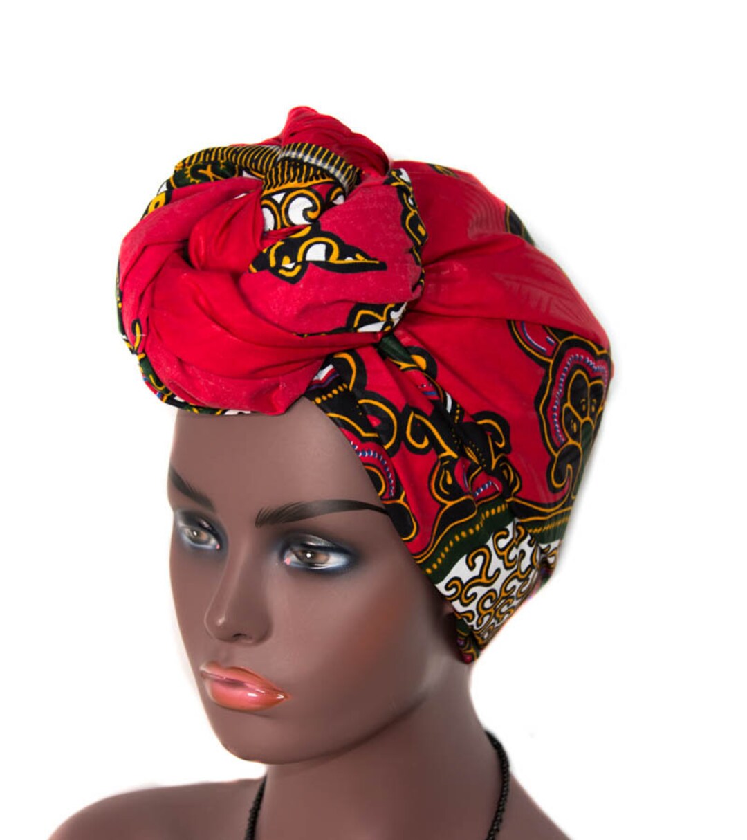 African Fabric Headwrap/ African Head Wraps for Women/ Red Dashiki Wrap ...