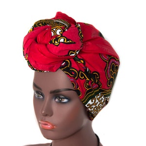 African fabric headwrap/ African Head wraps for women/ red dashiki wrap HT315