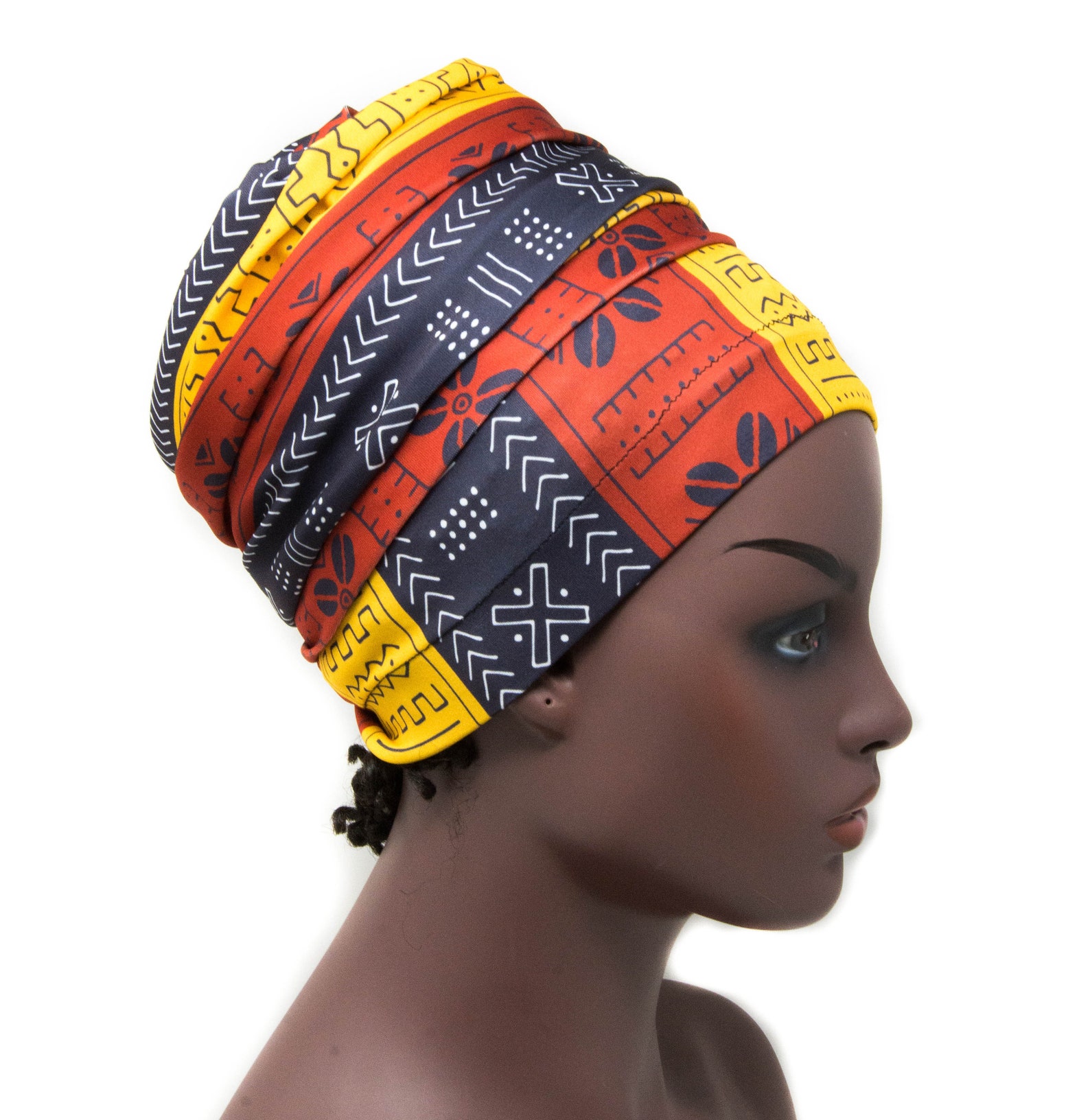 Tubular Stretch Headwrap African Head Wraps Mudcloth Etsy