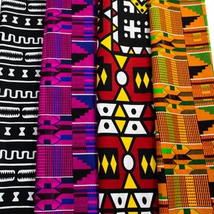 WP1730-BWRO - 2 Yard 100% Cotton African fabric Bundle Yard Ankara Fabric Tess World Designs Wax Print, 4 pieces