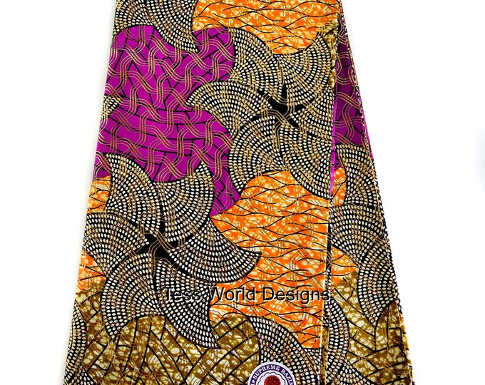 Redish Purple Orange Supreme Bazin African Fabric Gold - Etsy