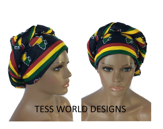 Rasta Africa Map/ African Head Scarf/ African Head Wraps/ Etsy