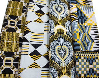 WP1804 - Quality African Metallic Glitter bundle Ankara print fabric by the yard Tess World Designs | 4 pieces of 2 yards