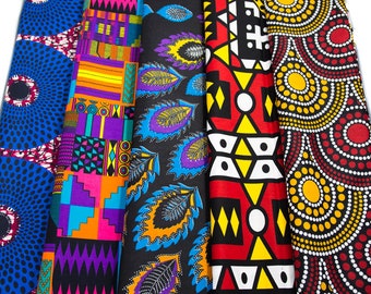 WP1806 - African Print Fabric Bundles, Ankara Quilt  5 pieces of 1 Yards