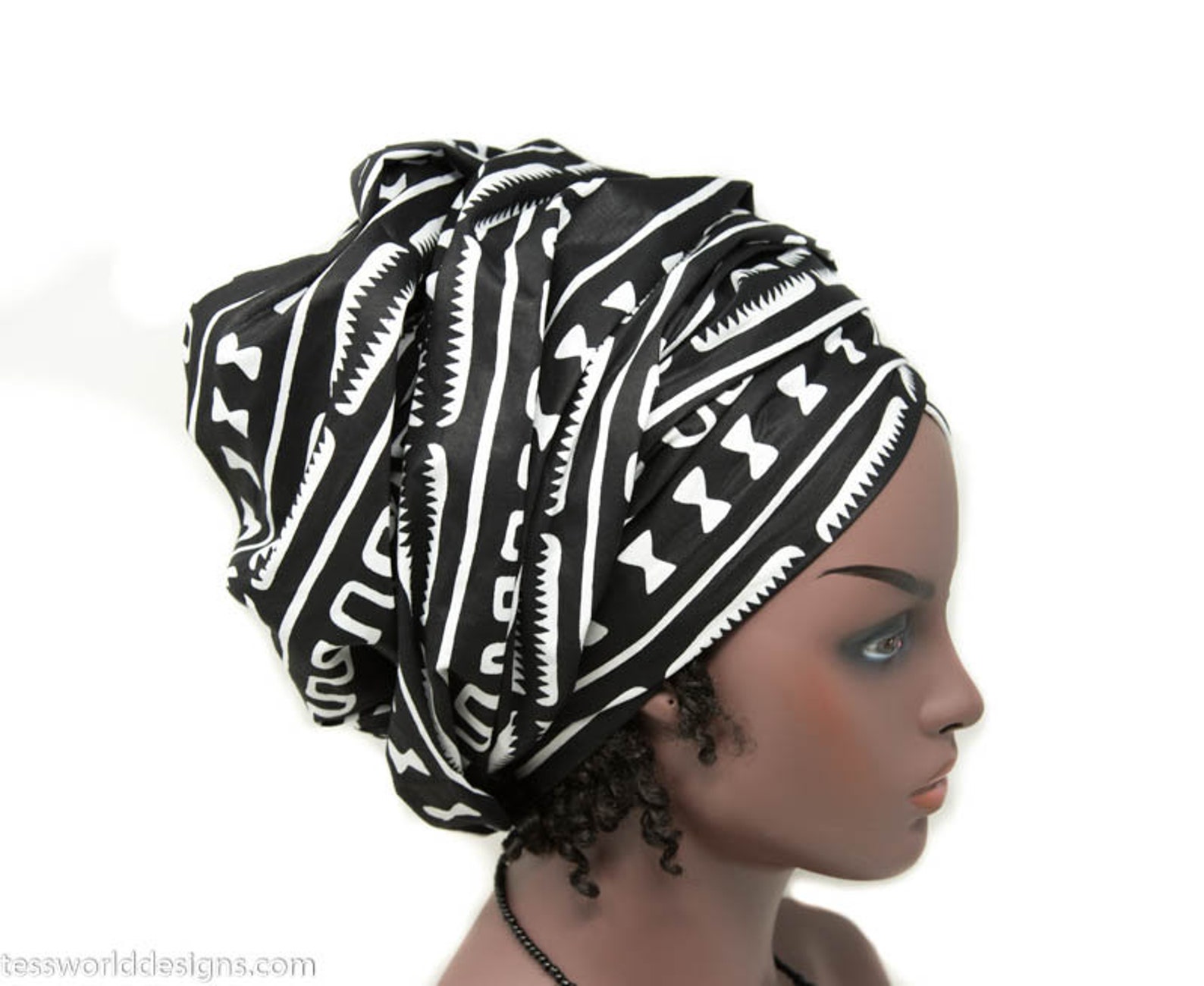 Head wrap/ African Head wraps for women/ black and white Etsy