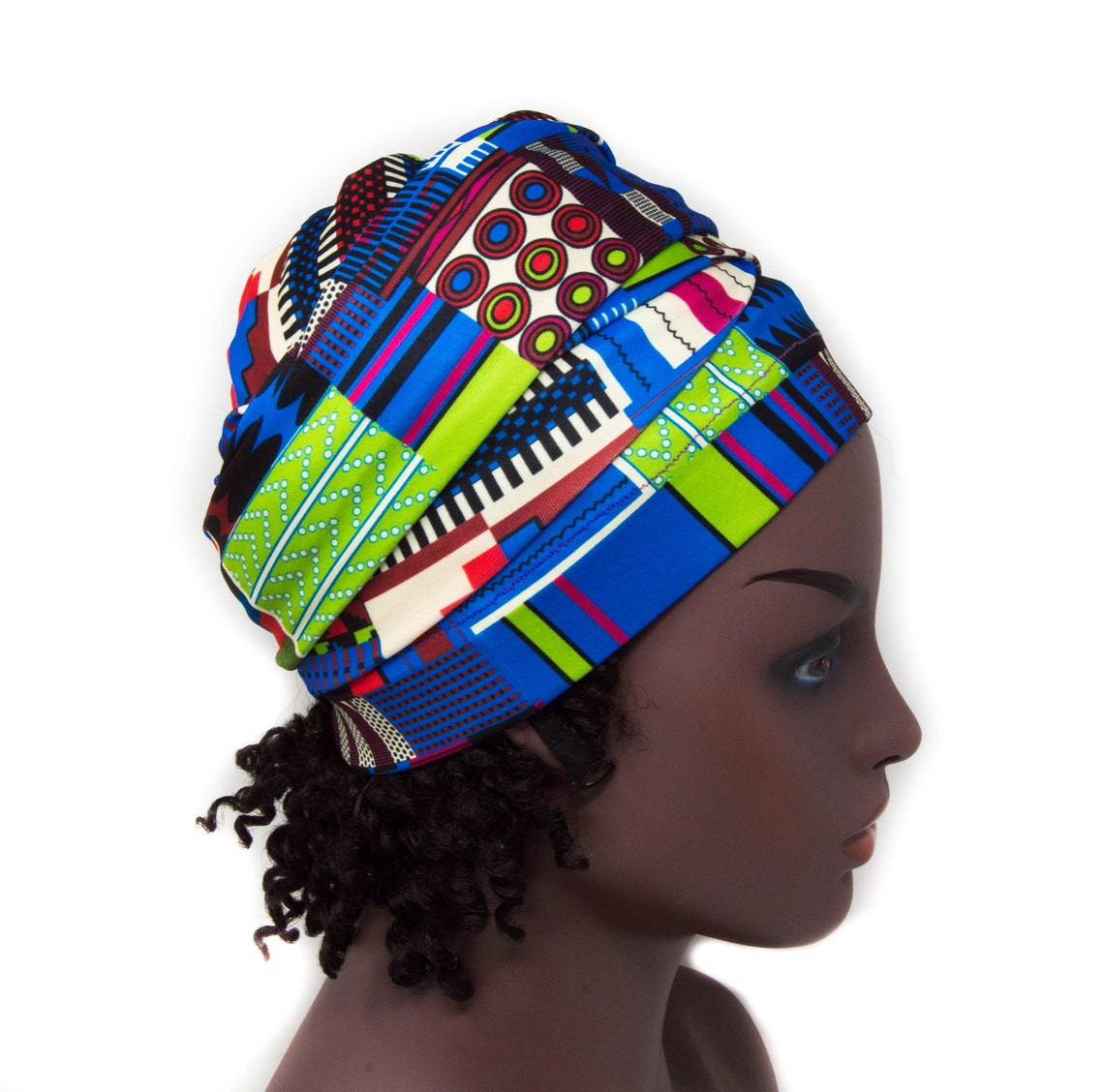 Tubular Stretch Headwrap African Head Wraps Blue Stretch Etsy