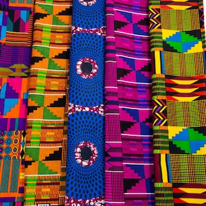 WP1732-BOBPY - One Yard African Print Fabric Bundles, Wax Print Ankara fabric yard, 5 pieces