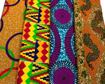 African Fabric Bundles, Wax Print Quilt Ankara fabric yard, 4 pieces of 2 Yards - WP1840