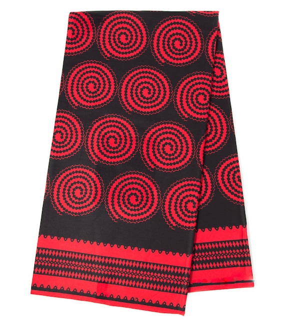 African Fabric/ Black and Red/ Ankara Print Fabric/ Tess World - Etsy