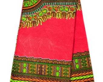 Tissu dashiki 6 yards, tissu africain, orange/rouge grand modèle DS28