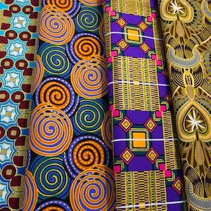 WP1636B - African print fabric by the yard Glitter bundle Ankara Fabric | Tess World Designs | Wax Fabric | 4 pieces