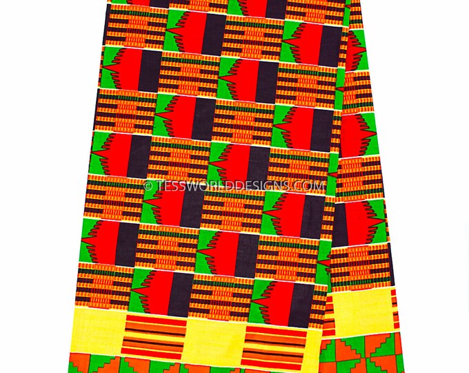 Kente Print Fabric, Sold per Yard/ Kente Cloth / Kente Print / Ornage