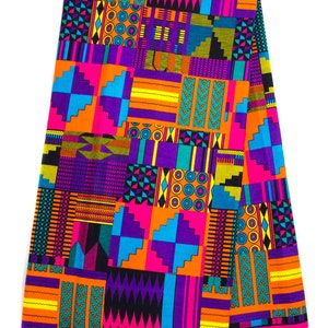 KF347 - African Fabric wholesale/ Kente fabric Ankara Print /Purple/Pink/ Orange Exclusive