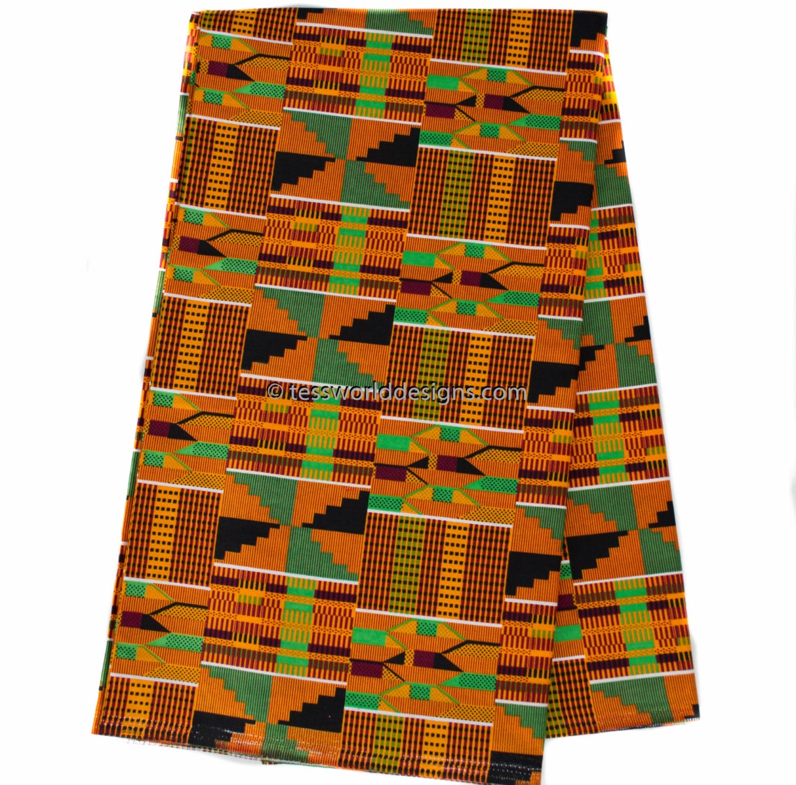 Traditional Kente cloth fabric sold per yard/ Orange Kente/ Etsy