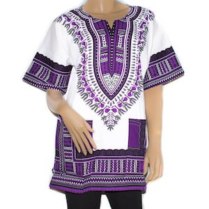 Dashiki men Dashiki women African Clothing white/purple DW16