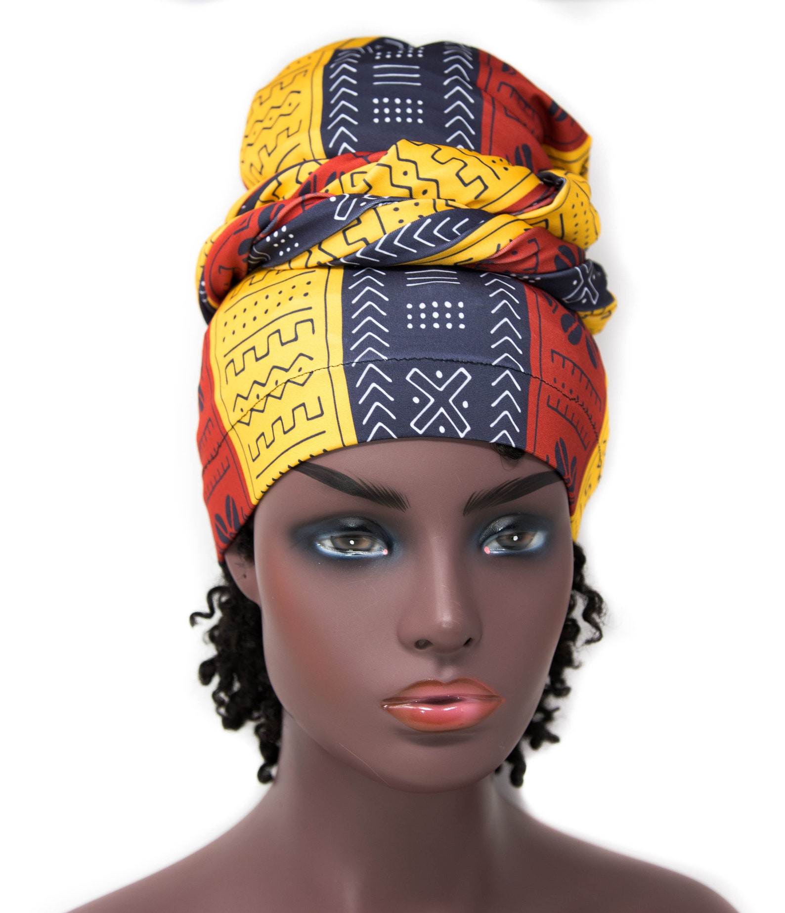 Tubular Stretch Headwrap African Head Wraps Mudcloth Etsy