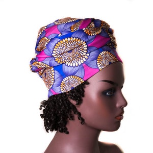 African Head wraps/ Blue/Orange Traditional Kente headwraps / HT336