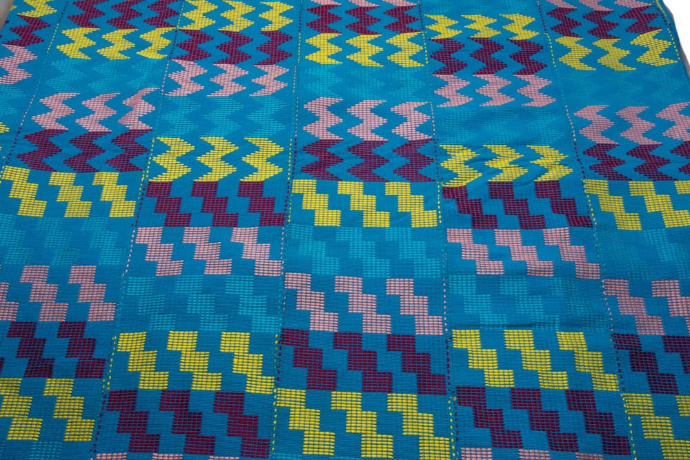 WP1784 - Quality African fabric Beige/Blue/Navy metallic Glitter fabric